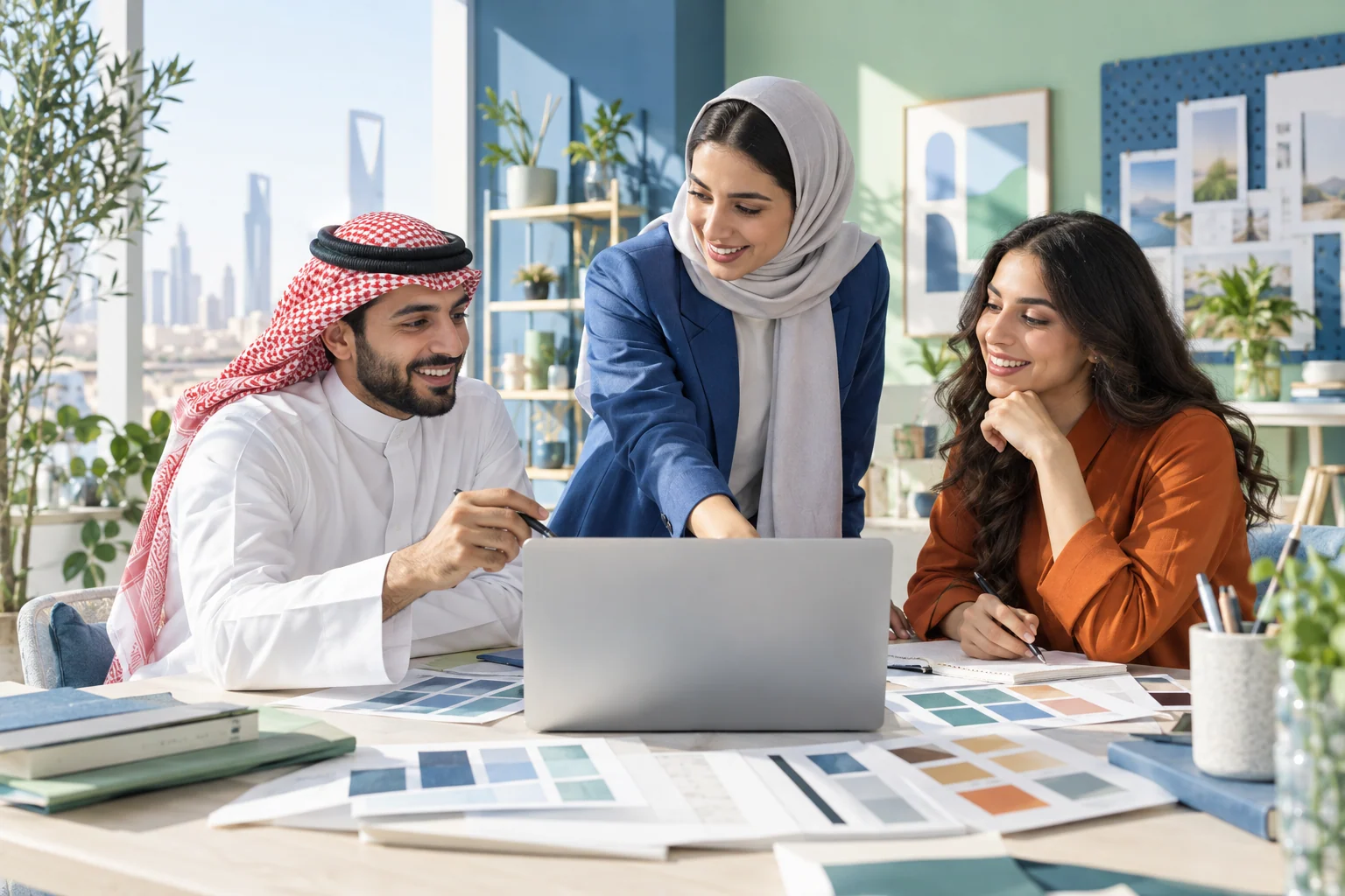 تصور فريق يتعلم ويعمل على حملة